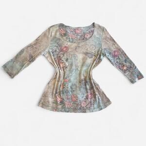 Xcit U.S.A. Women XL Casual Floral Paisley Blouse